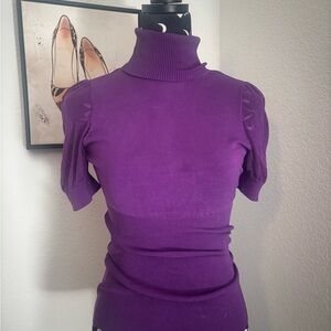 bebe Purple Short Sleeve Turtleneck Top